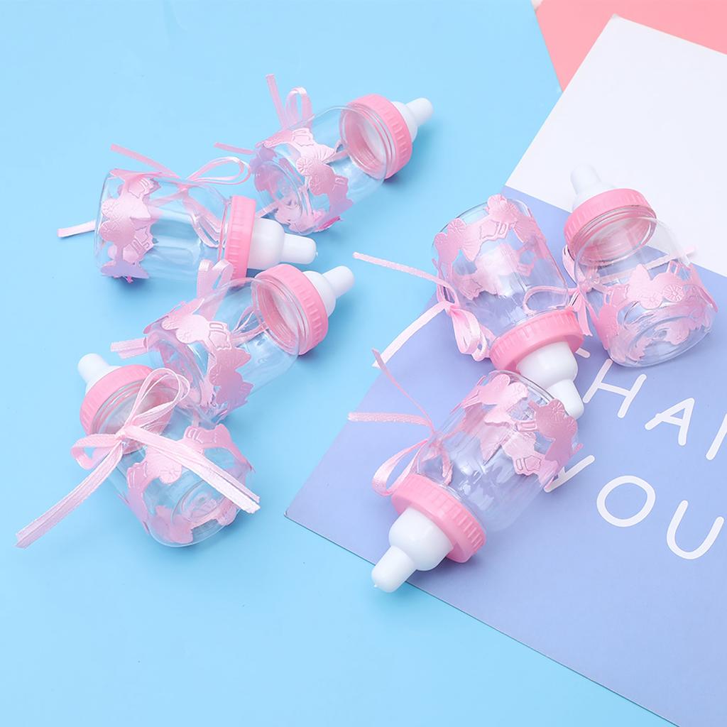 30pcs Cute Feeding Bottle Shape   Boxes for Event Christening Party Decoration Pink
