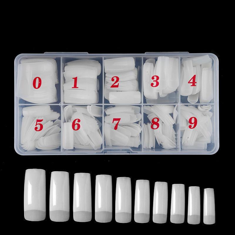500 Nail Art Pieces/Box, French Manicure Tips, Full-Coverage And Half-Coverage False Nails, Natural White And Transparent