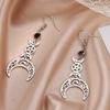 Women's Double Crescent Moon Star Pendant Cut New Moon Earrings