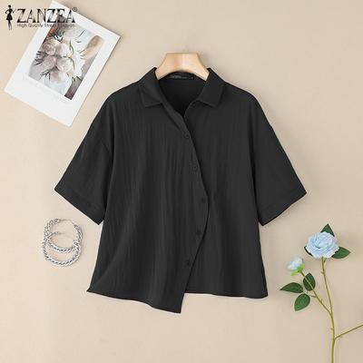 Camicetta Casual da Donna con Collo a Revers e Maniche Corte