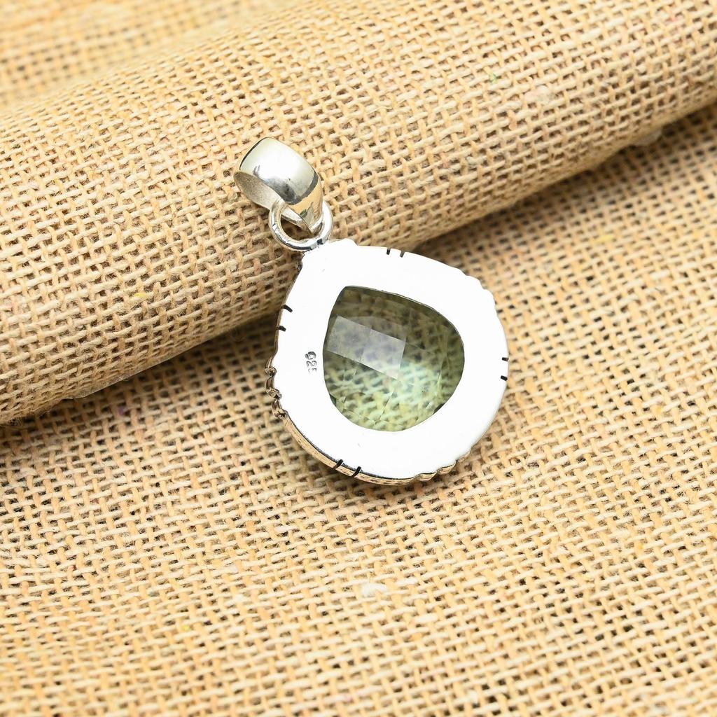 Aqua Apatite Gemstone Handmade 925 Sterling Silver Jewelry Pendant For Wedding Gift
