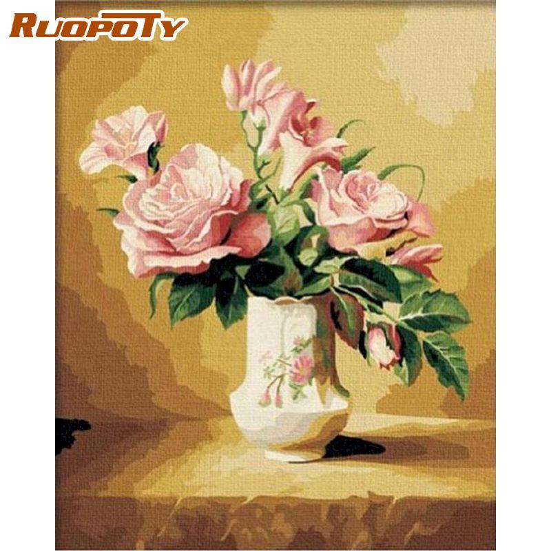 RUOPOTY Pintura DIY de animales sin marco por números, cuadro pintado al óleo a mano, Kits de imágenes acrílicas, pintura por números para obras de arte de pared