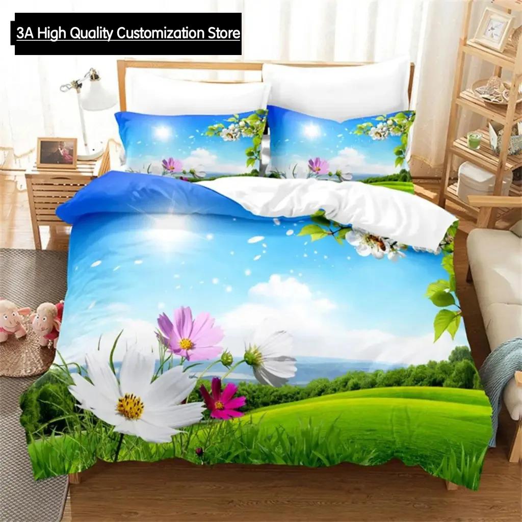Comforter Blue Sky Scenery Queen Bedding Set Kids Bedding Digital Printing King Size
