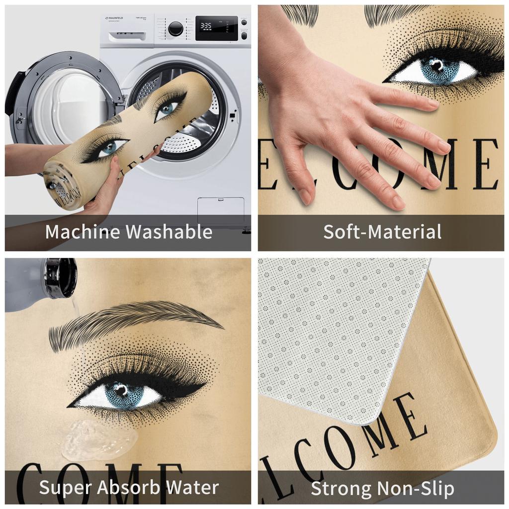Rose Gold Glitter Sparkle Eyelashes Doormat Non-Slip Kitchen Bath Mat Living Room Door Floor Entrance Carpet Rug