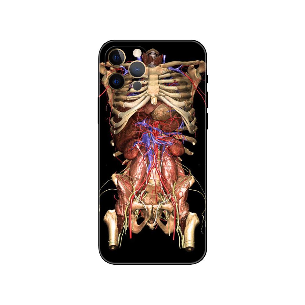 Human Skeleton Print Phone Case for Iphone 14 5s 2020se 6 6s 7 8 Plus X 10 XR XS 11 12 13 Mini Pro MAX Black Tpu Back Cover
