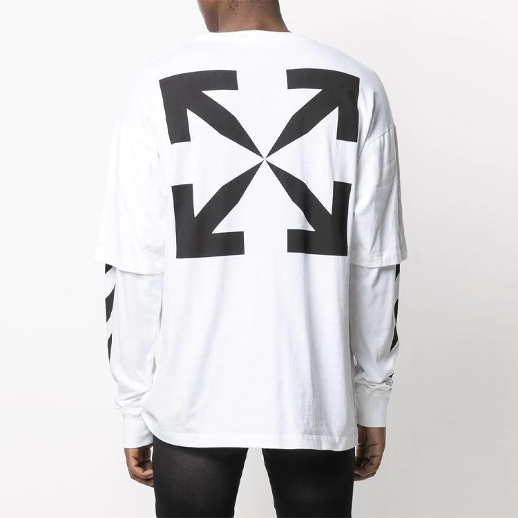Off-White Ss21 Pattern Print Long-Sleeve T-Shirt Men Tops White OMAB022R21JER0010110