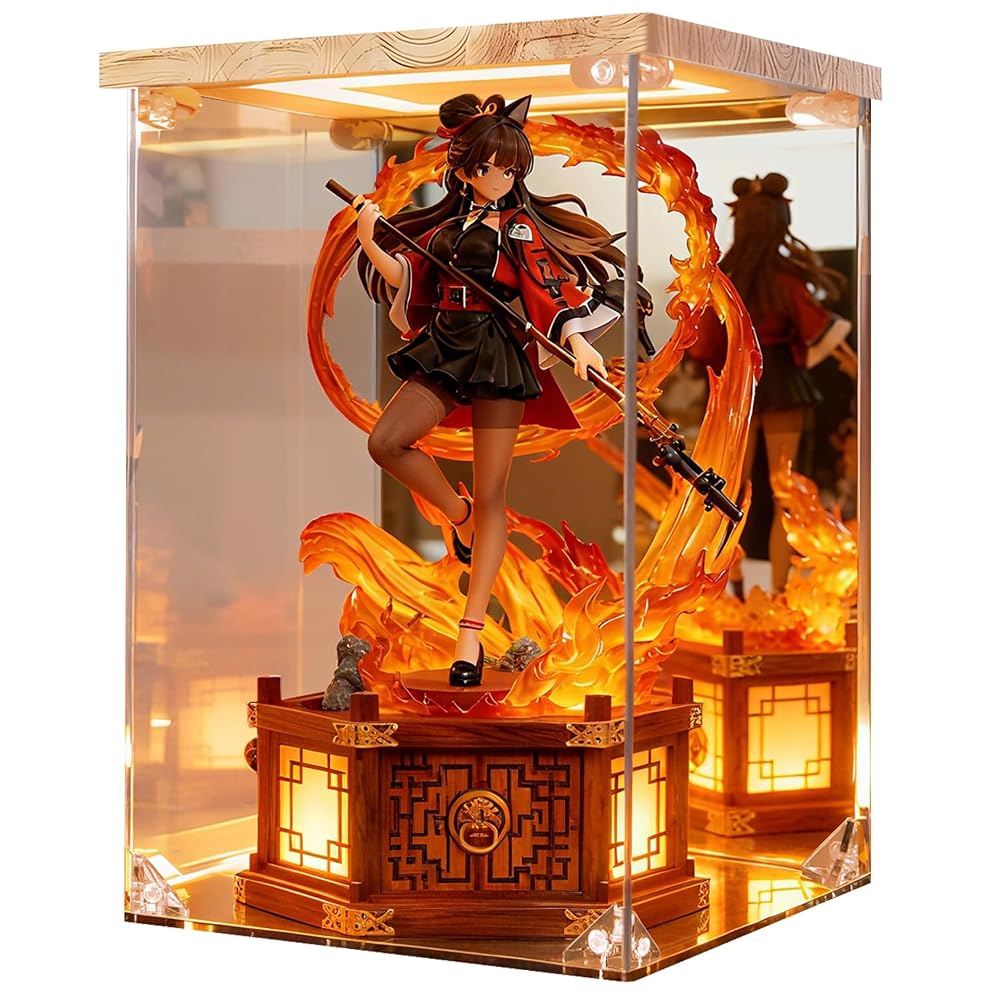 KrystaCase LED Figure Display Case Acrylic High Clarity with Base Mirror and Back Mirror