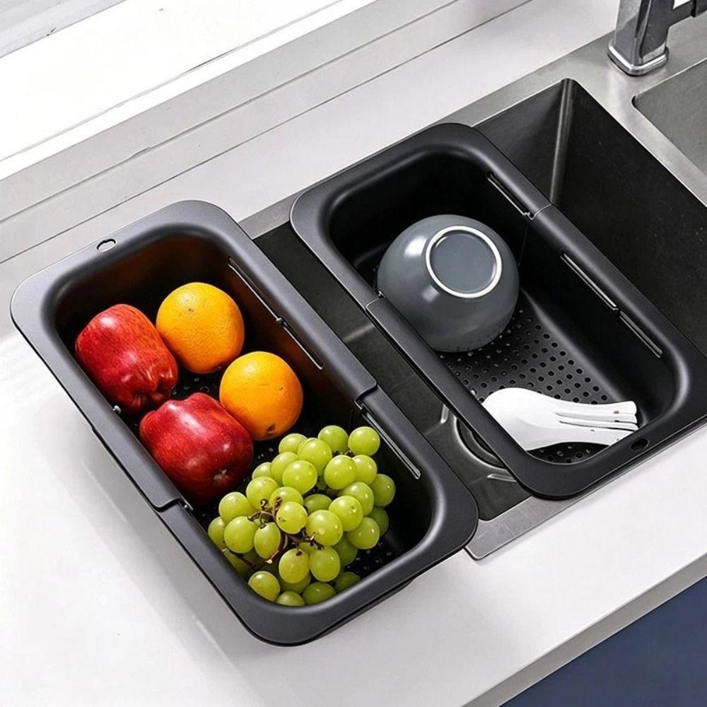 Plastic Sink Strainer Basket Expandable Dish Drying Rack Space Saving Drainage Basket Kitchen Sink