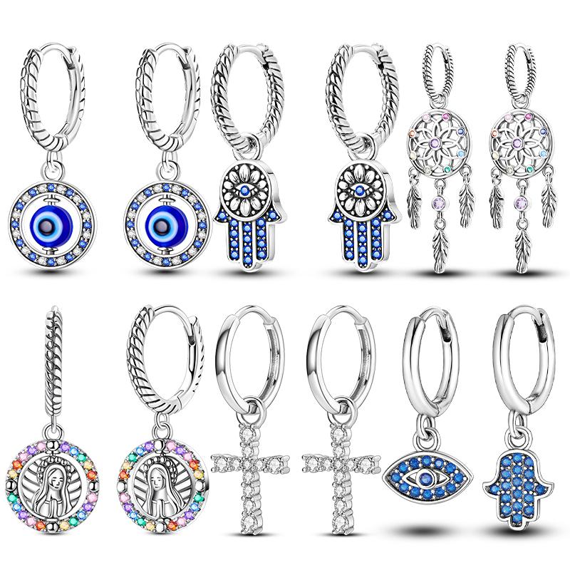 925 Sterling Silver Pendant Earrings Hoop Earrings Dreamcatcher Celtic Knot Cross Earrings for Women Party Fashion Jewelry Gifts