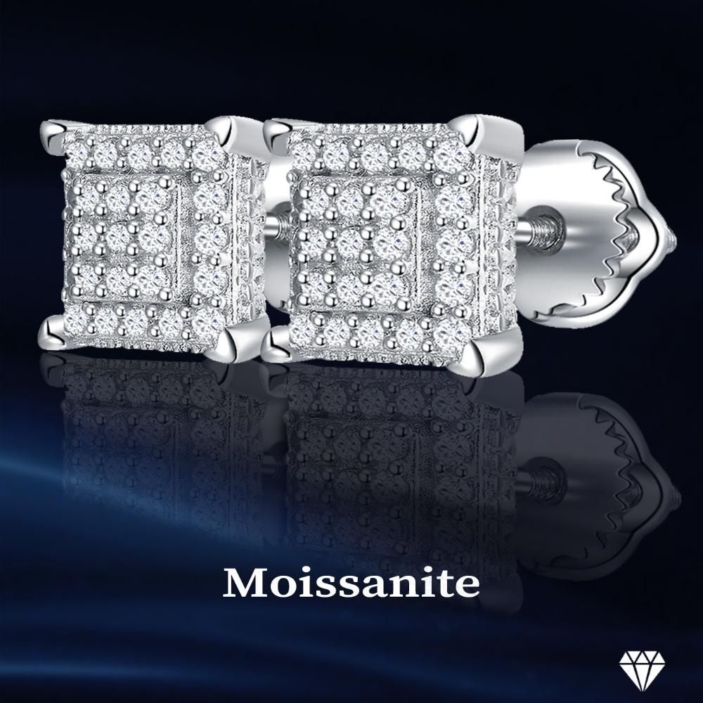 Zertifizierte D VVS1 Moissanit Ohrstecker 925 Sterlingsilber Herrenschmuck