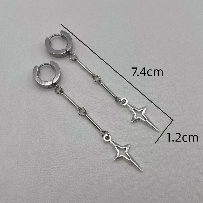 Jun'an Gothic Punk Minimalist Silver Star Earrings