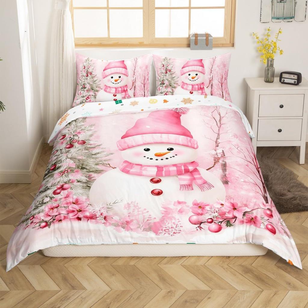 Weihnachtsthema Dreiteiliger Bettbezug Digitaldruck Bettwäscheset Vier Jahreszeiten Bettdecke