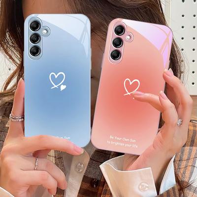 Gradient Heart Shape For Samsung A73 72 71 A70 56 55 54 A53 52 51 A50 42 A35 A34 33 32 31 26 25 24 23 22 30 Glass Phone Case