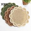 Stain Resistant Mat Woven Placemat, Heat Insulation Non-Slip Table Mat, Retro Style Petal Heat-resistant Placemat Shape Dining for Home