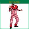 Halloween Clown Costume With Red Black Stripes And Blood Effect For Adult Party Performance