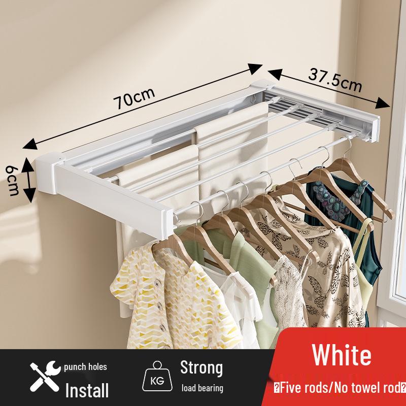 Retractable No-Drill Wall-Mounted Clothes Drying Rack & Towel Holder