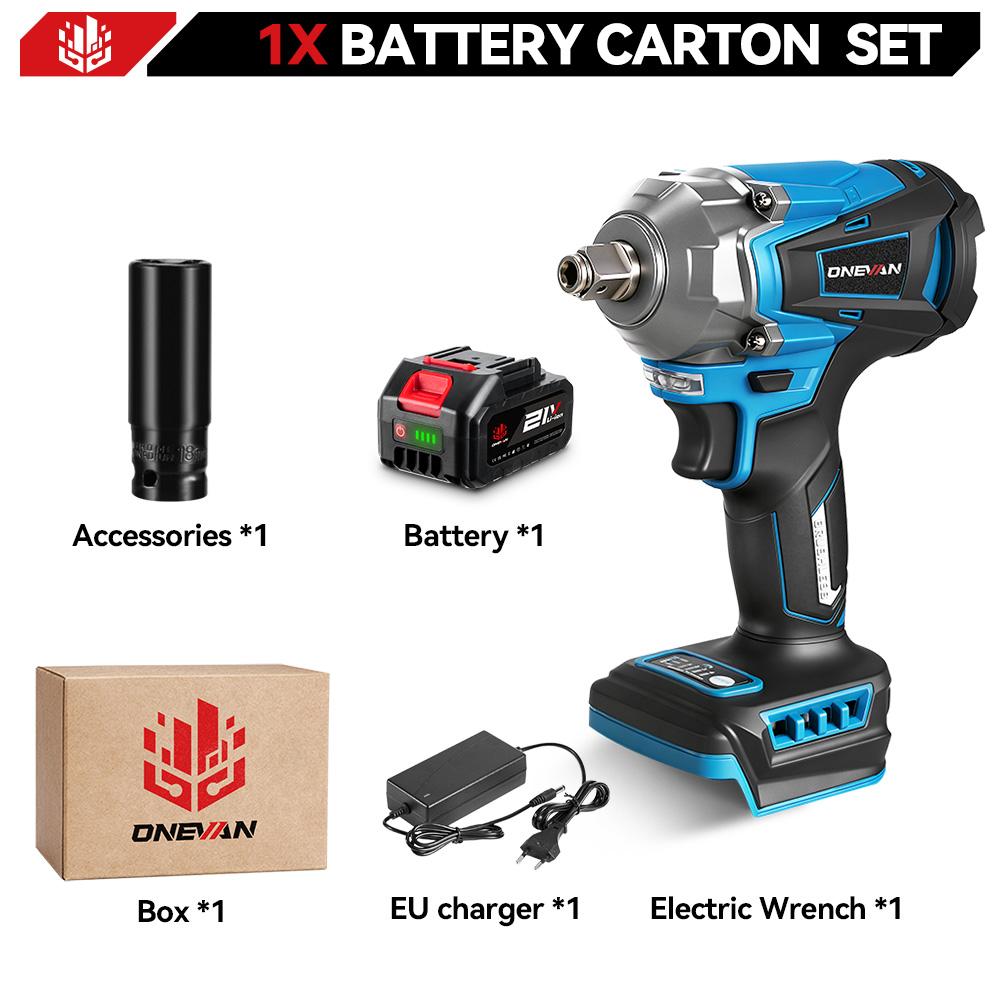 ONEVAN Brushless Electric Impact Wrench 1/2 Inch Cordless Hexs Socket Kit 3 In 1 Screwdriver Tool For Makita 18V Battery