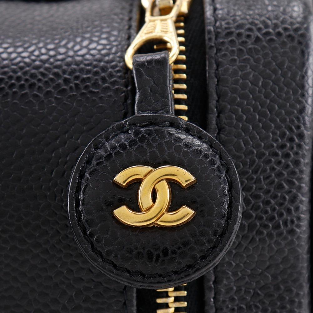CHANEL Vanity Pouch A01998 COCO Mark black leather Women Used