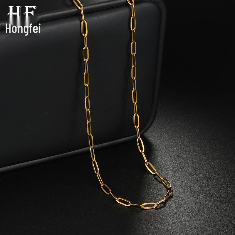 

Позолоченная 18-каратным золотом унисекс плоская цепочка O-звеньев шириной 3,5 мм из нержавеющей стали Gold Color 40+5cm