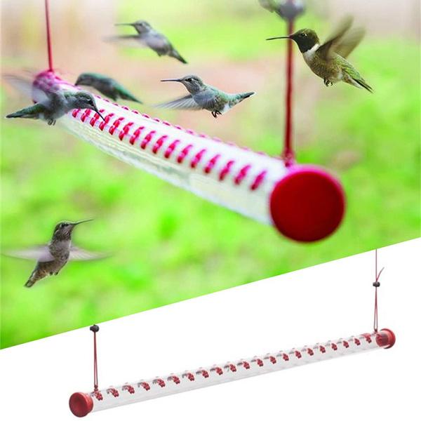 Best Hummingbird Feeder 40cm Bird Feeder with Bright Red Transparent Poly-Carbonate Tube, Easy To Clean, Spring Summer Decor, Hummingbird Feeders