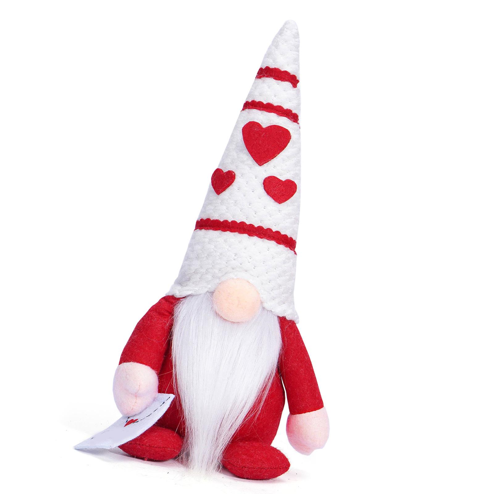

Heart Hat Gnomes Plush Dolls Valentines Day Scandinavian Tomtes Elf Figurine Toy Decoration for Bedroom or Office Desk men