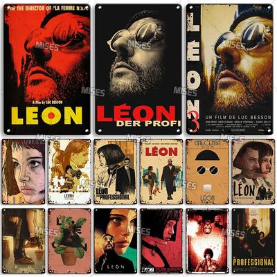 MISES Lon Klassischer Film Metallposter Killer Leon Kneipe Metallblechschild Wandplatte Haus Garten Metallschild Wand Industrielle Dekoration