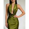 Sommer-Neckholder-Rückenfreies Satin-Abendkleid, Elegantes Sexy Langes Abschlussballkleid für Brautjungfernparty