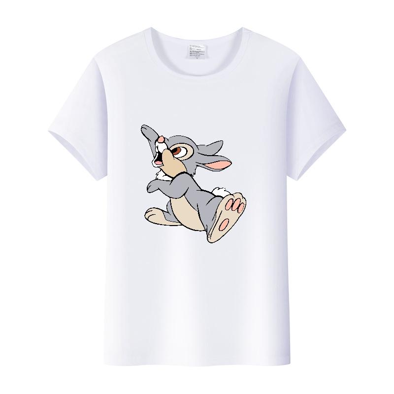Kawaii Clothes Y2K Tshirt Plus Size Tops Unisex Cartoon Bambi Thumper Graphic T-shirt Summer Blouses White Tees