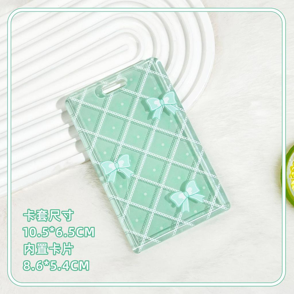 Ins Sliding Cover Card Holder Student Campus Card Holder Lanyard Anti Loss ID Holder Cards Case Bus Card Sleeve with Bow Pandent