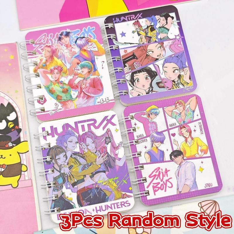 1/3Pcs Kpop Demon Hunters Mini Coil Notebooks For Students Anime Cartoon Kawaii Journal Notebook Fashion Record Notepad Gifts