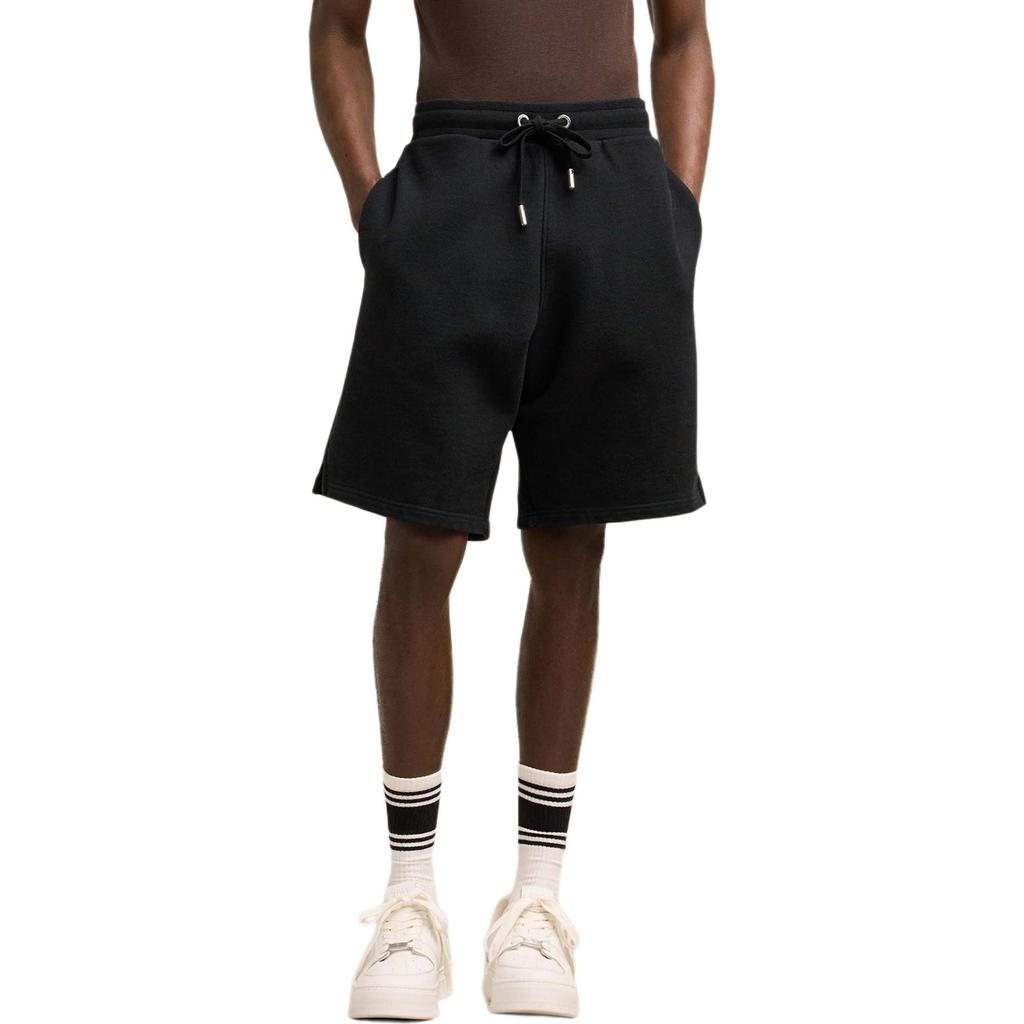 AMIPARIS Minimalist Solid Color Lace-Up Casual Five-Point Shorts Unisex shorts Black USO640JE0091-001