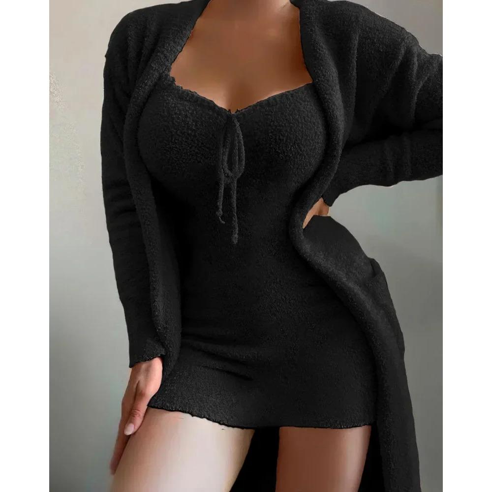 New Luxury Women's Plush Pajamas Set Crop Top+Long Pants+Coat 3 Pieces Suit Homewear Female Matching Sets Warm Pyjamas Pjs