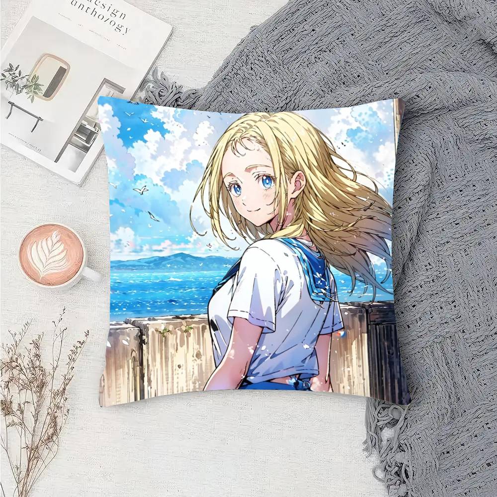 Kofune Ushio Animation Summer Time Rendering Pillow Case Fashion Square Pillowcase Bedroom Sofa Room Ins Decoration Leisure