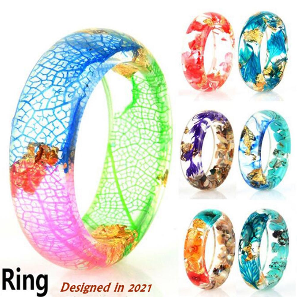 

Мода палец ручной работы фэнтези ювелирные изделия из смолы деревянное кольцо цветок трава