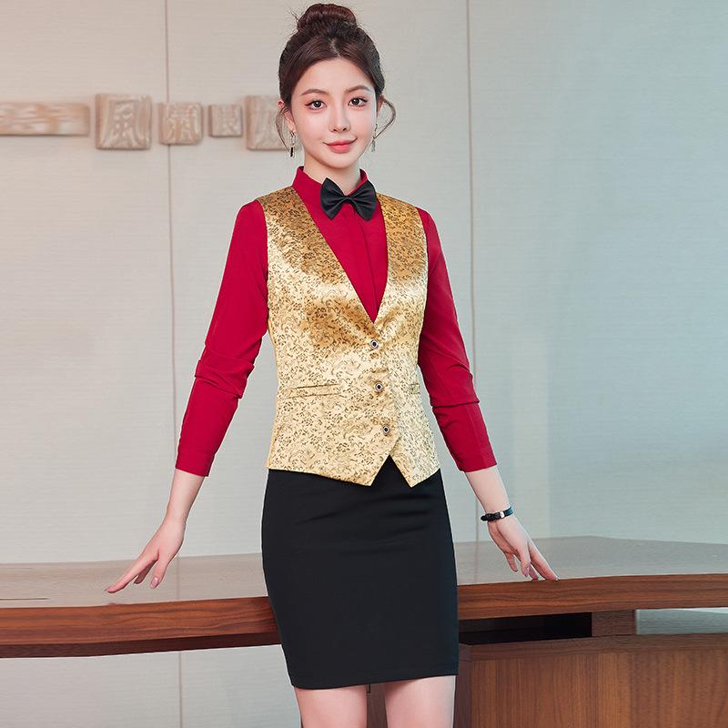 

Elegant Unisex Three-Piece Vest Set for Bar, KTV, Hotel, and Billiard Staff L