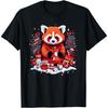 Red Panda Surrounded by Xmas Elements, Love Pandas T-Shirt 100% Cotton Crew Neck T-Shirt for Men Women