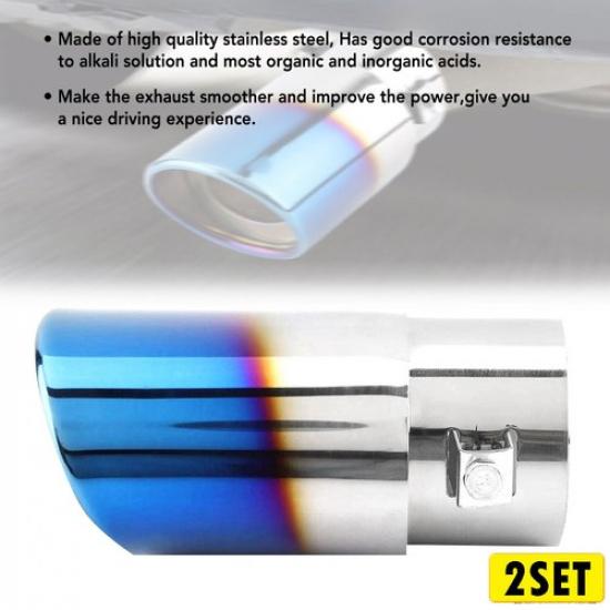 

2X Exhaust Pipe Car Tip Rear Tail Throat Stainless Muffler Steel Round 1.4 to 2