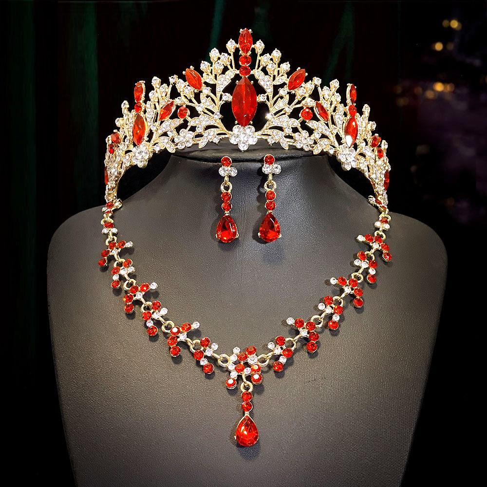 Набор свадебных головных украшений из трех предметов, Ретро, сплав, стразы, большая корона, универсальный набор головных уборов для выступлений