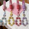 Handmade Beaded Phone Lanyard Keychain with Cute Bow, Lip Gloss Charm, and High-End Bag Pendant