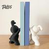 Aesthetic Bedroom Shelf Decor 2PCS Bunny Bookends, 3D Printed Rabbit Matte Black And Functional Student School Supplies White Book Stoppers, for Home