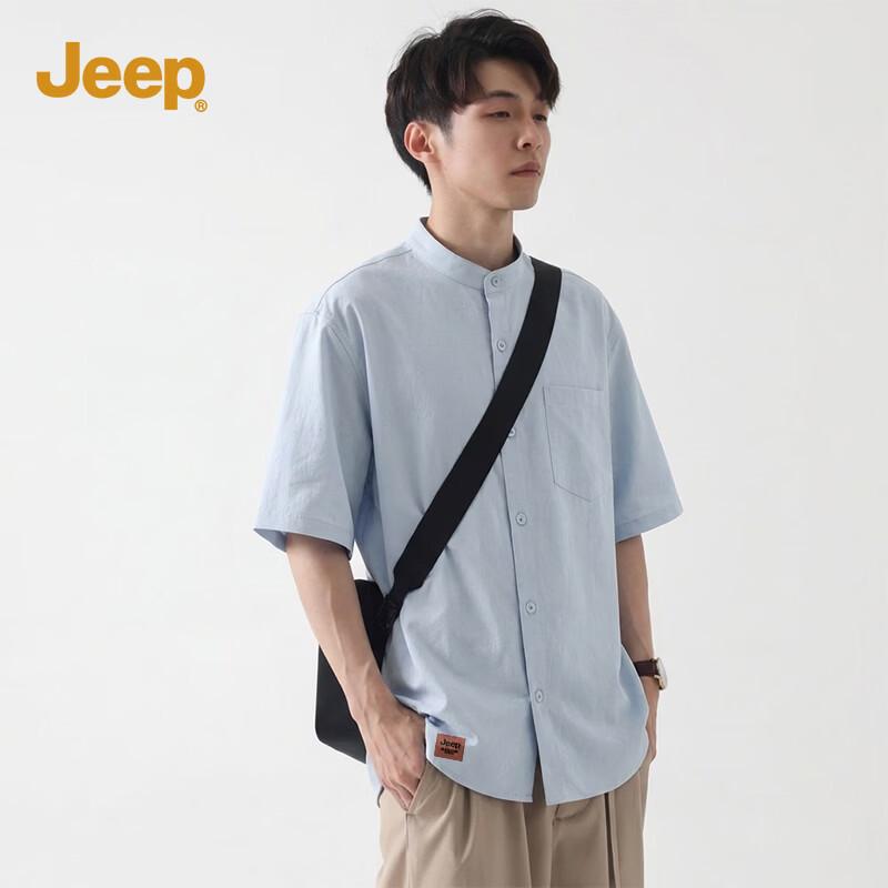 JEEP Men s New Summer Loose Fit Henley Short Sleeve Shirt 2XL