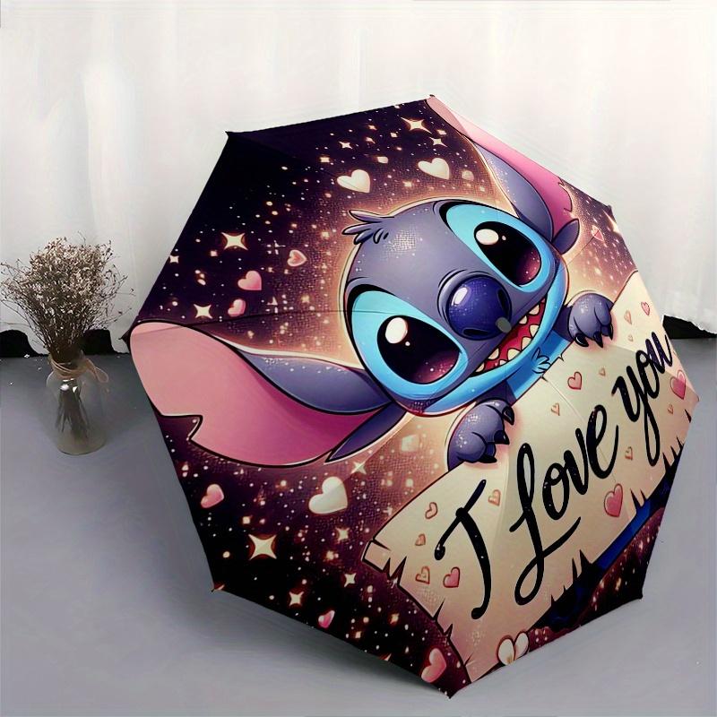 Stitch,Love Automatic Folding Umbrella, 8 Ribs Portable Foldable Design, Best Choice for Business and Going Out, Birthday, Halloween, Christ