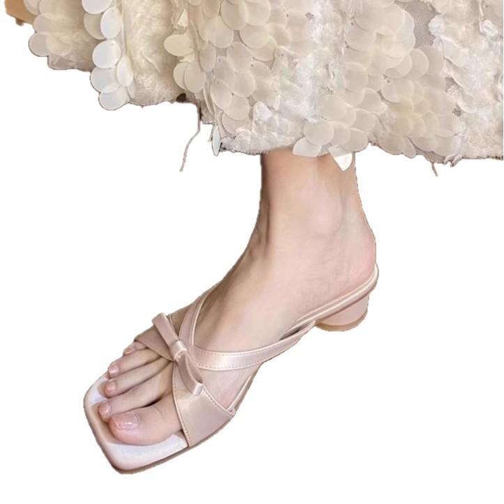 Coarse Heel French Cool Slippers Women's Summer Wear 2025 New Fairy Temperament Evening with Skirt High Heel Strappy Sandals