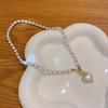 Vintage French Pearl Love Necklace Female Spice Girl Beaded Clavicle Chain Sweet Cool Personality Jewelry