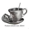 Ceramic Coffee Mug with Saucer and Spoon Set Tea Cup 3D Human Face 260ml Espresso for Home