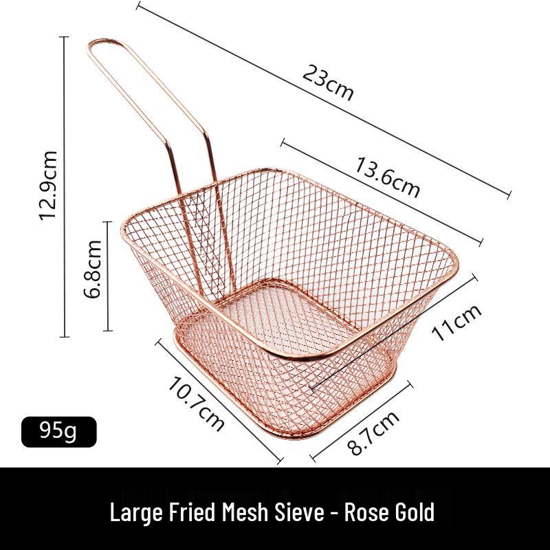 Square Mesh Deep Frying Basket and Filter Screen for French Fries and Chicken Wings