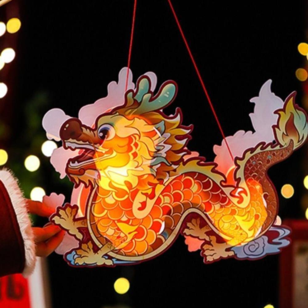 Luminous Mid-Autumn Dragon Dance Lantern Diy Craft Cartoon Chinese Style Dragon Lamp Festival Portable Handheld Dragon Lantern