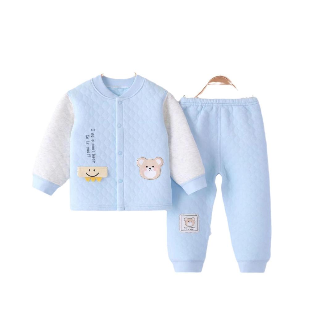 Class A Baby Clothes: Three-Layer Cardigan & Boneless Split Underwear Set for Boys and Girls - Perfect for Spring, Autumn, and Winter