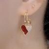 1 Pair Elegant Heart-Shaped Design Earrings Luxurious Rhinestone Inlaid Pendant Women'S Daily Holiday Wear Jewelry Accessories