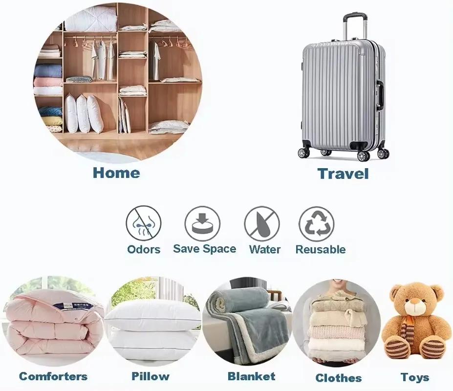 Vacuum Storage Bags More Space Save Compression Travel Seal Zipper for Clothes Pillows Bedding Closet Home Organizer